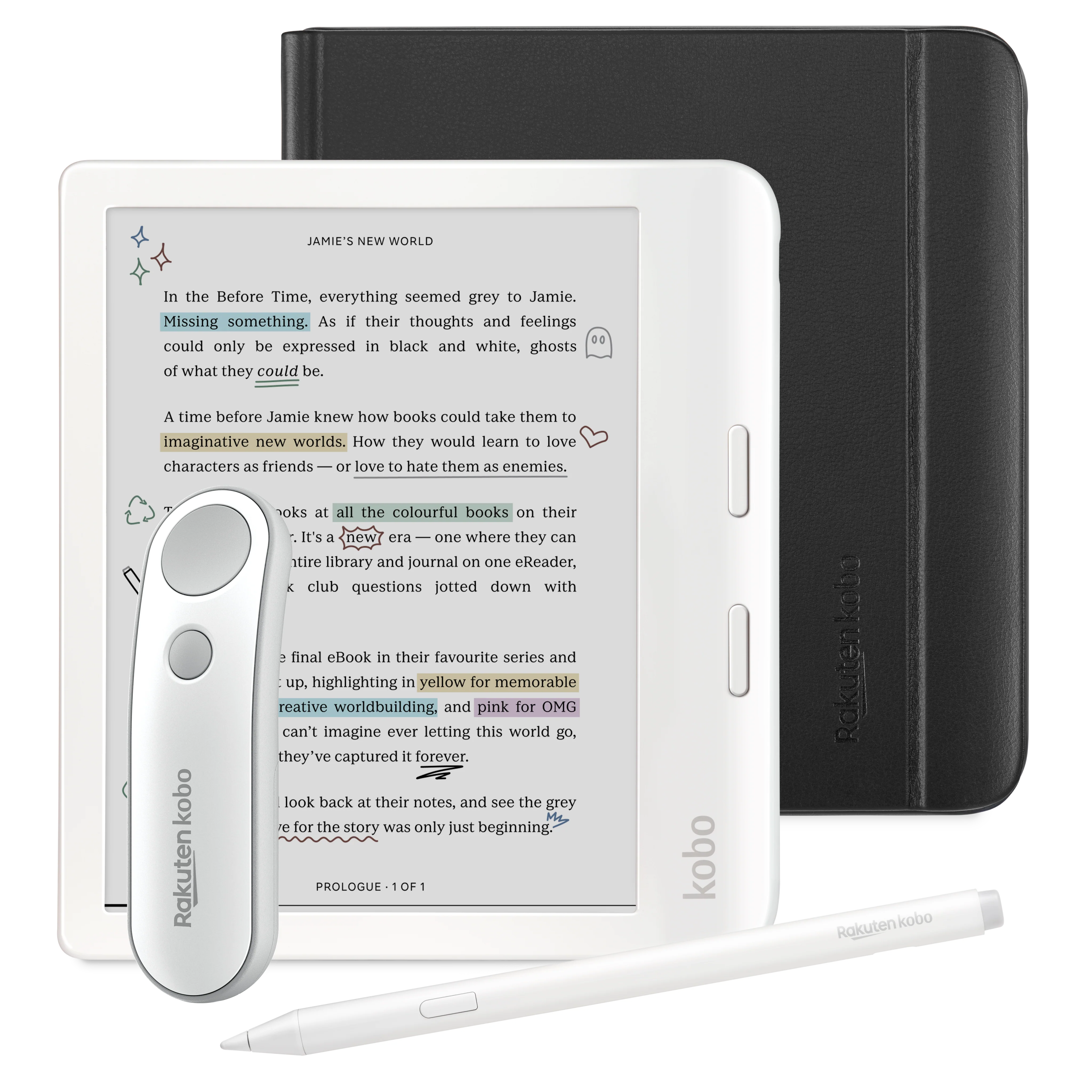 Kobo Libra Colour Bundle - White with Black Case